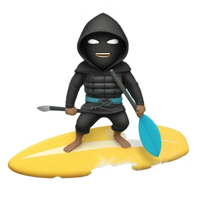 Sea ninja with hoodie on surfboard  sticker