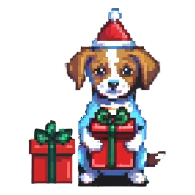 dog with presents sticker