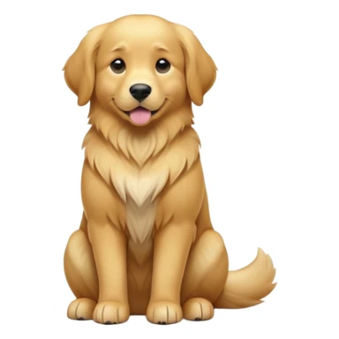 cinematic-[golden retreiver]-realistic-full-body-sitting-emoji,-tail-resting-loosely-beside-its-paws,-head-tilted-dramatically,-sleek-[golden]-fur,-simplified-yet-realistic-focused-features,-highly-detailed,-glowing-with-an-almost-sarcastic-glow sticker