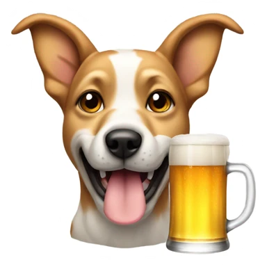 Dog with pointy ears drinking beer sticker