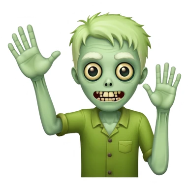 friendly green zombie waving hand saying hello sticker