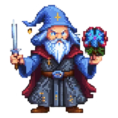 wizard fighting a brain sticker