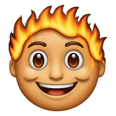 A emoji with half of his face burnt with the emoji having a big grin sticker