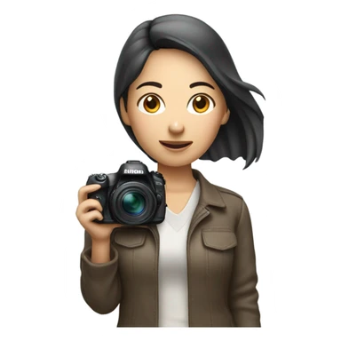 asian woman holding a nikon camera sticker