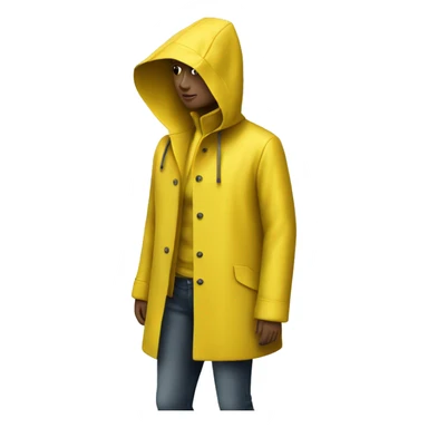 A mannequin wearing a yellow raincoat sticker
