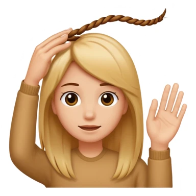 close-up of fingers touching a strand of hair, iOS emoji style sticker