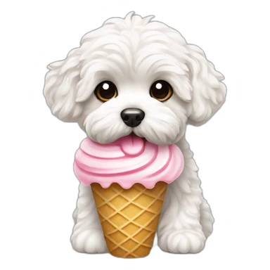 Maltipoo eating ice cream sticker