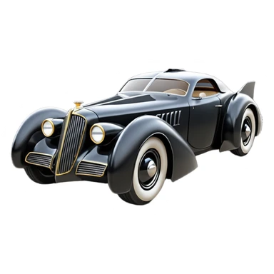  the animated series aerodynamic opulent dark knight futuristic concept Batmobile loosely based on 1936 cord 812 Lincoln (flat long straight faceted mechanical body) winged stealthy street hot rod  sticker