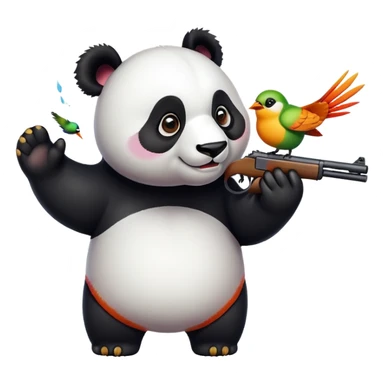 panda shooting a bird sticker