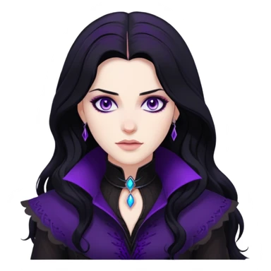 Yennefer from Witcher with black hair and purple eyes sticker