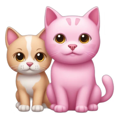 Pink cat and dog sticker