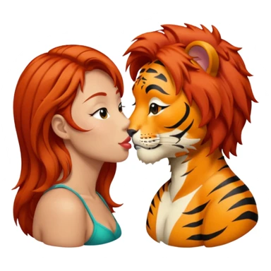 Redhead and Asian tiger kissing sticker