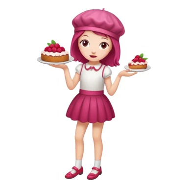 Raspberry torte human full body and legs girl with a raspberry barrette on her head sticker