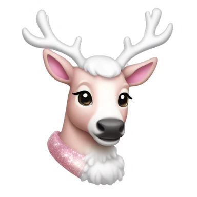 sparkly light pink and white pretty reindeer sticker