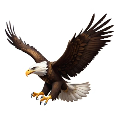 cinematic-eagle-realistic-full-body-soaring-emoji,-massive-wings-spread-wide-against-the-open-sky,-sharp-beak-curved-and-powerful,-piercing-golden-eyes-scanning-the-land-below,-strong-feathered-legs-tucked-tight,-dark-brown-feathers-contrasting-against-the-clouds,-simplified-yet-realistic-focused-features,-highly-detailed,-glowing-with-a-regal-majestic-glow sticker