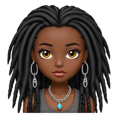 pretty bratz baddie, dark black skin, black dreads hair (black people hair) sticker