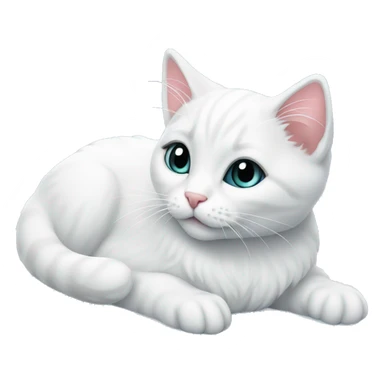 White kitty lying in the snow sticker