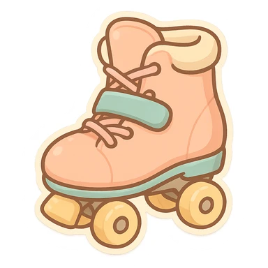chibi sticker-style roller skate, cute and exaggerated sticker