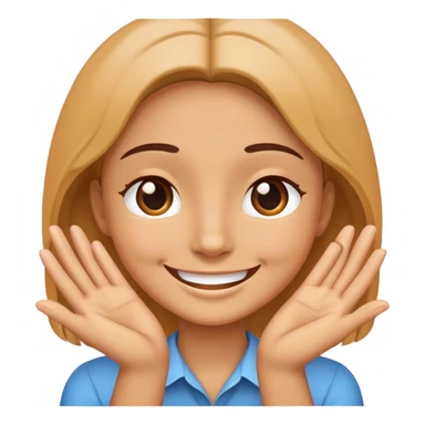 Smiling face with hands pressed together in gratitude, representing politeness sticker