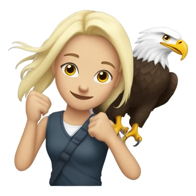 A bald eagle with a blonde girl in its talons  sticker