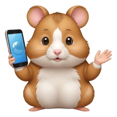 cartoon-style hamster taking mirror photo with latest iphone sticker