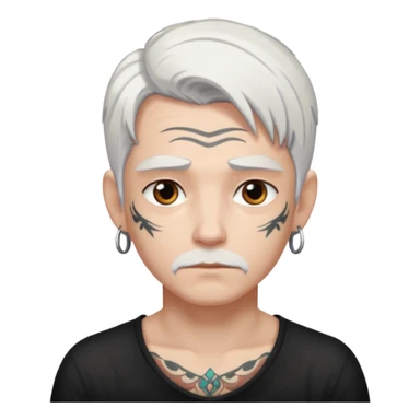 white haired tattooed sticker