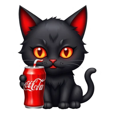 Draw a demon cat drinking coke sticker