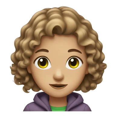 A girl with brown wavy hair and green eyes sticker