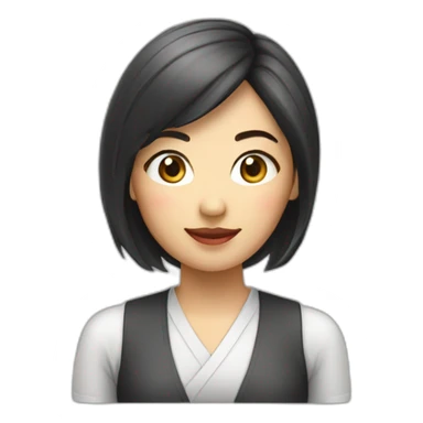 short hair Asian woman barista sticker
