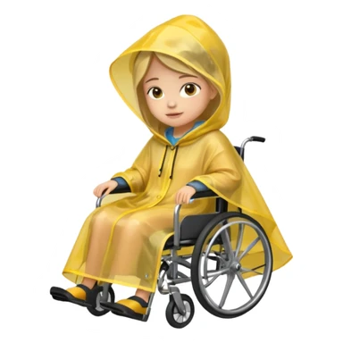 Girl in a wheelchair with rain poncho sticker