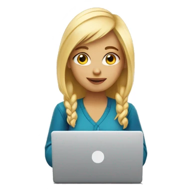 blonde girl with laptop, she is a graphic designer sticker