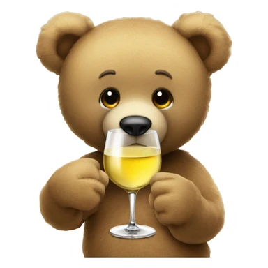 Teddy Bear drinking one glass of white wine sticker