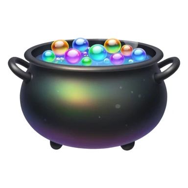 Black Iridescent cauldron with iIridescent bubbles and faint grey smoke  sticker