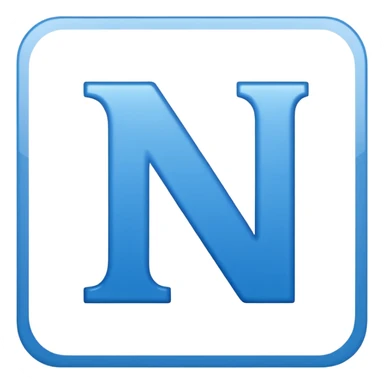 capital letter "N" printed in blue square in middle sticker