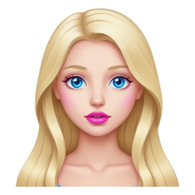 A beautiful blonde girl with long hair, blue eyes, pink lips is cray sticker