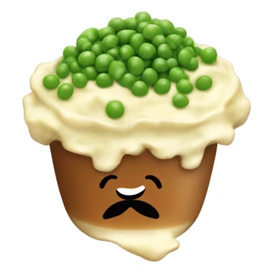 mashed potatoes with gravy and peas sticker