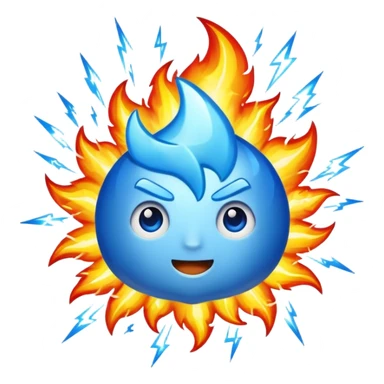 Rayos, centellas y fuego con expresiones de asombro azul sticker