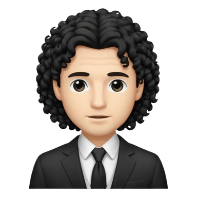 Cockasian guy with black long curly hair thats on his face and black eyes wearing a White simple suit guy  sticker