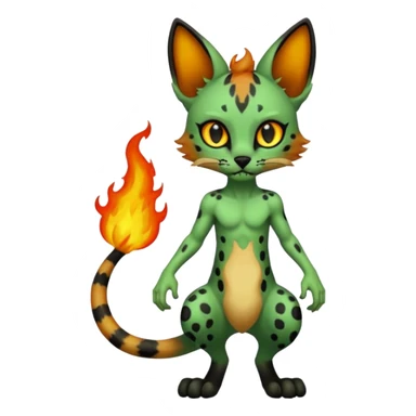 Eldritch green-fiery green-flamey Dark-deep-blackish-Greenish Zombie-serval, full body sticker