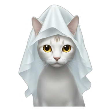 Cat with sheet over head ghost sticker