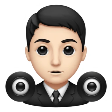 a speaker with eyes Black and buttons sticker