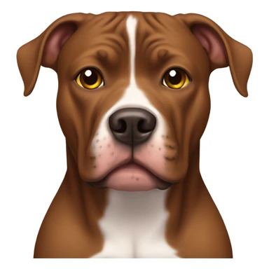 sick all brown pitbull with white chest sticker