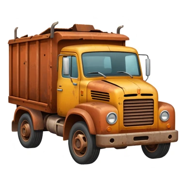 Truck damaged like junkyard with no wheels and trusted  sticker