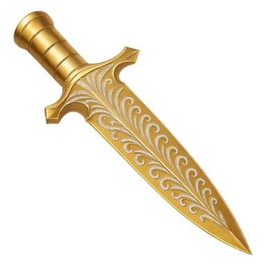 Recolor this weapon to a plated gold color with ornate engravings inlaid with silver. The gold should be rich and metallic, and the engravings should have a bright, reflective silver finish. Transparent background. sticker