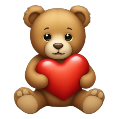 teddy bear holding a heart sticker