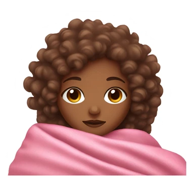 Brown skin girl with curly hair sleeping with a pink blanket sticker