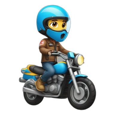 Kid on motor bike with wearing helmet and shoes sticker