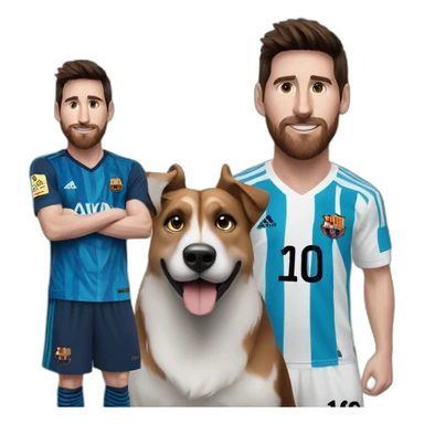 dog with leo messi sticker