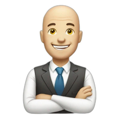 cheerful bald businessman approves sticker