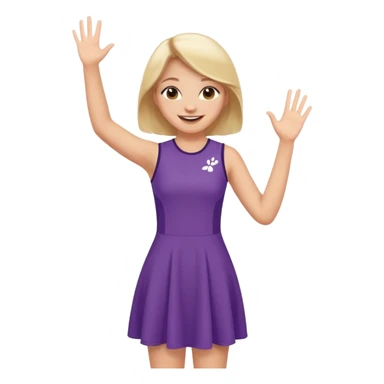 A girl in a jersey dress, waving both arms in pure joy. sticker